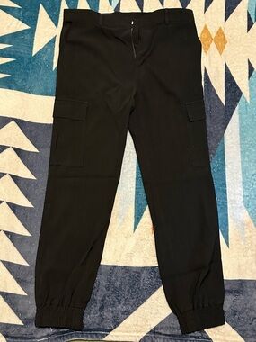 Men's Black Cargo Pants with Elastic Cuff